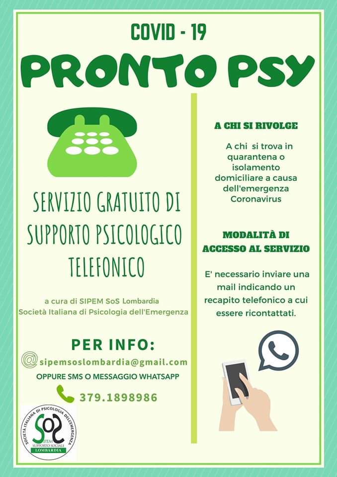 Servizio gratuito psicologico COVID 2020