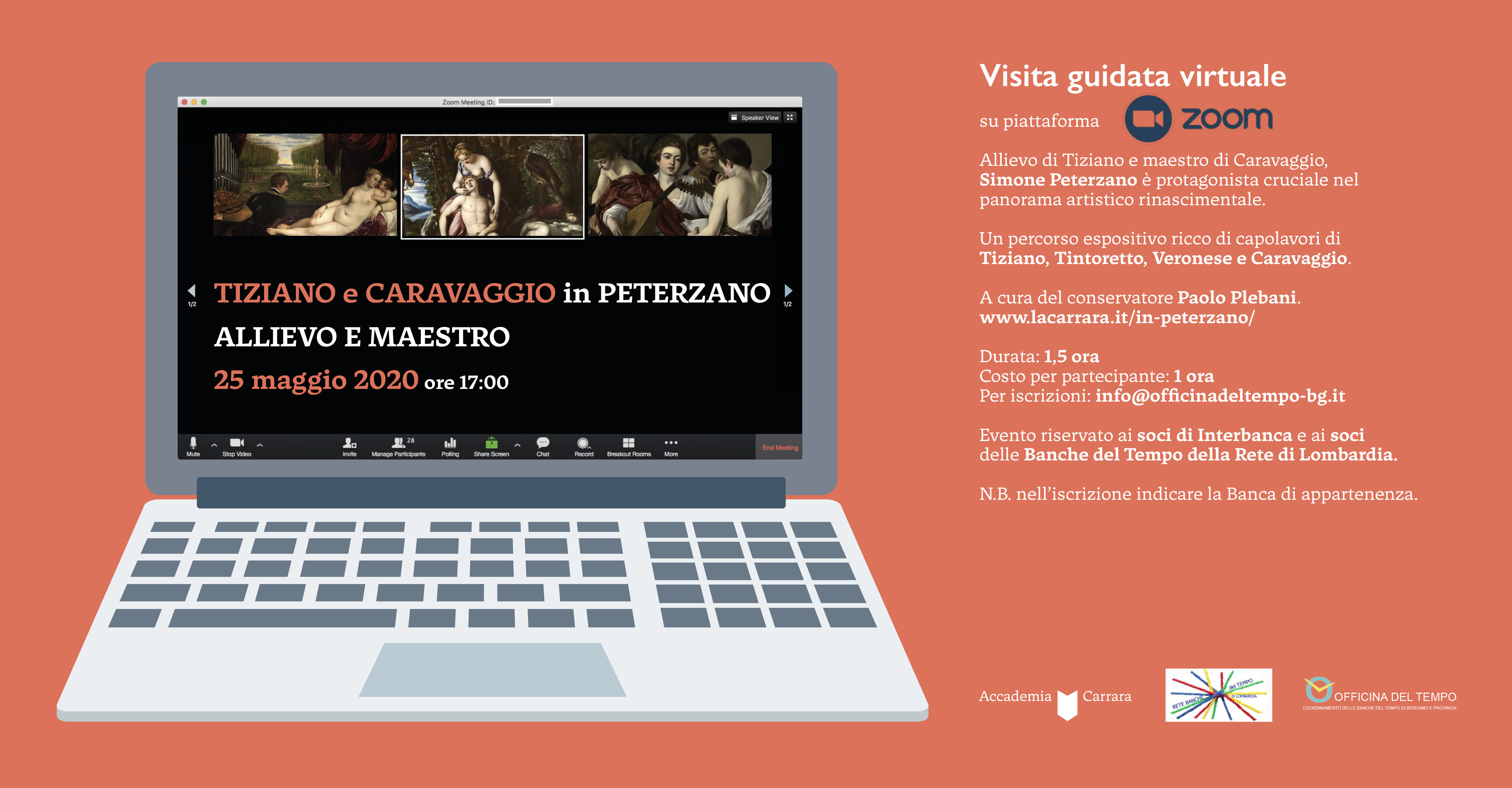 Invito visita guidata virtuale Tiziano e Caravaggio in Peterzano