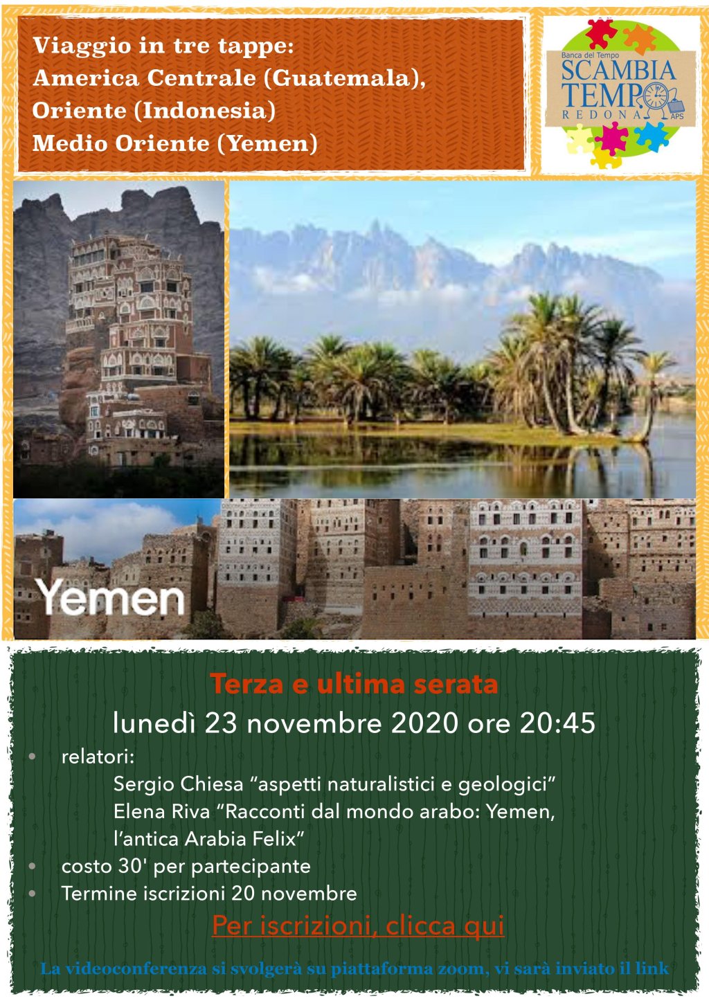 Terzo Appuntamento - YEMEN - LUNEDI 23 NOVEMBRE 2020 ORE 20.45